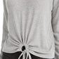 Hippie Rose Junior's Tie Hem V Neck Top Grey Size Large