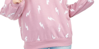 Rebellious One Juniors' Lightning Metallic Graphic Sweatshirt Pink Size Small