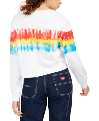Rebellious One Juniors' Tie-Dyed Sweatshirt White Size Medium