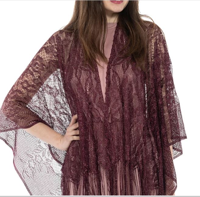 INC International Concepts Women's Floral Lurex Mesh Topper Purple Size Regular