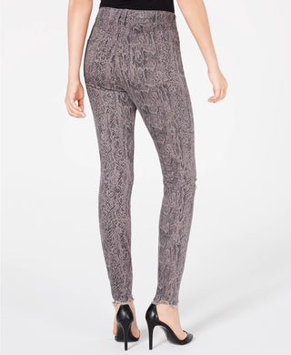 Rewash Juniors' Stevie Ripped Printed Skinny Jeans Gray Size 5