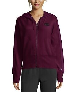 Champion Women's Heritage Herringbone Zip Hoodie Purple Size Small