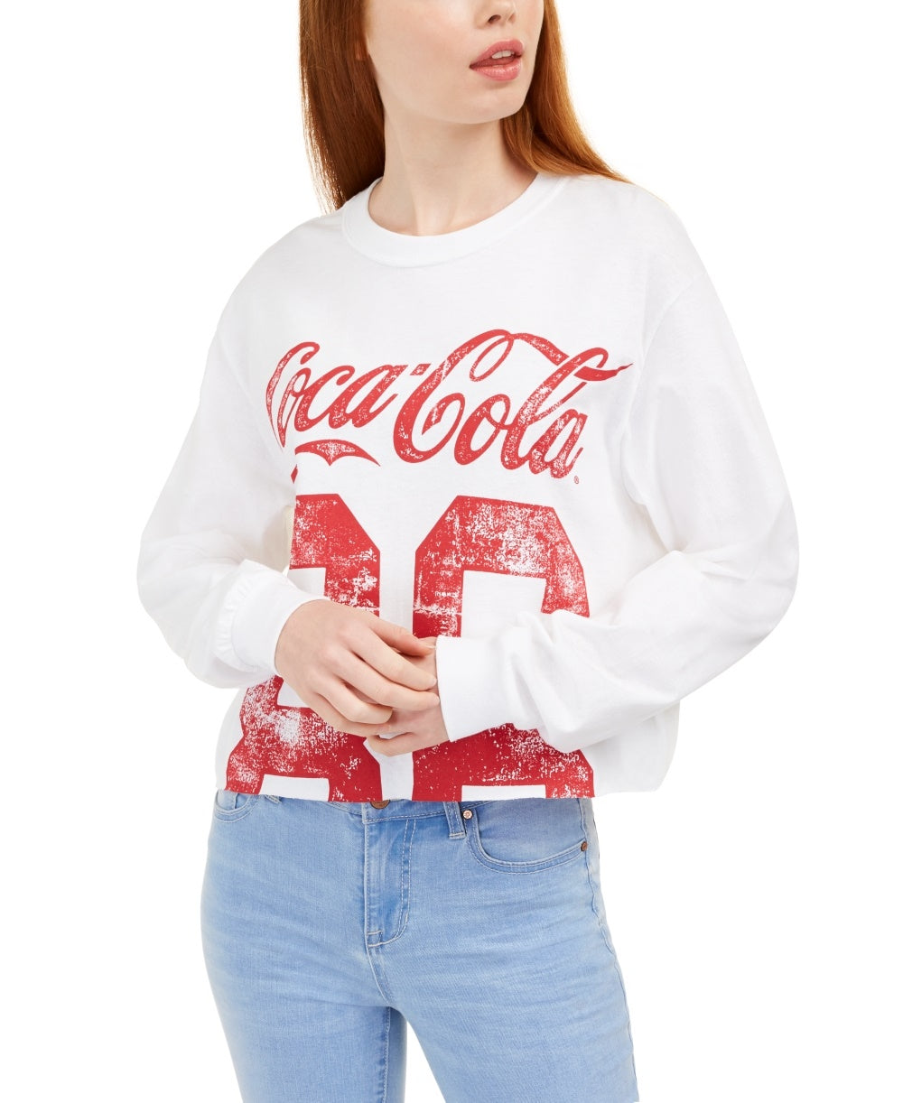 Love Tribe Juniors' Cotton Coca-Cola Graphic Top White Size Medium