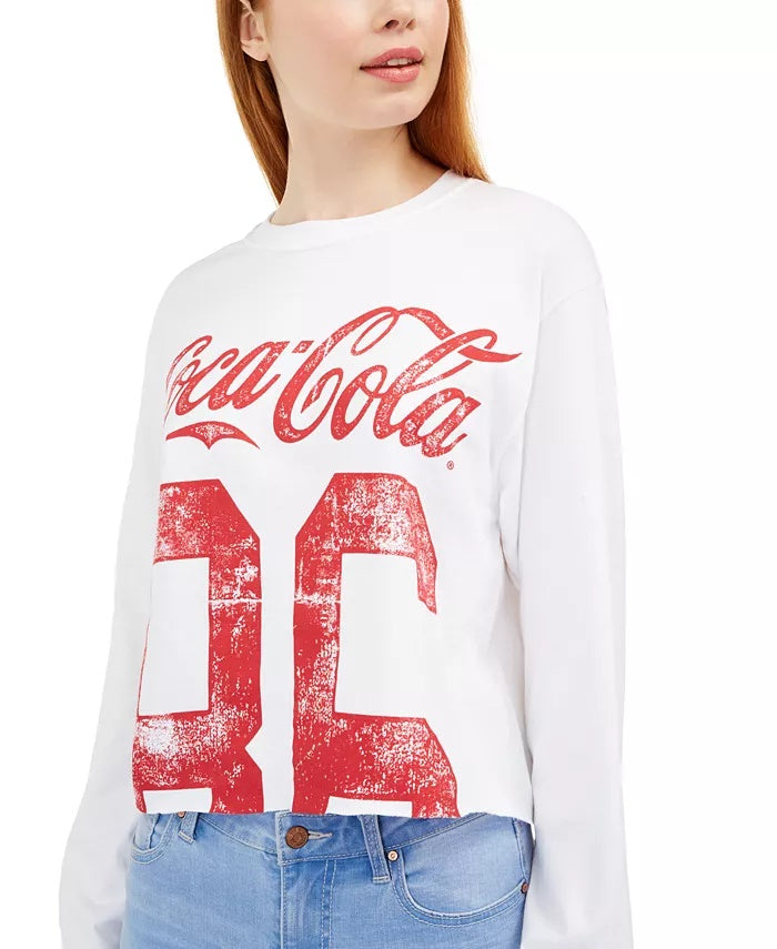 Love Tribe Juniors' Cotton Coca-Cola Graphic Top White Size X-Large