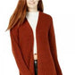 Hooked Up by IOT Juniors' Cozy Rib Knit Cardigan Orange Size X-Large