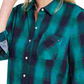 Tommy Hilfiger Women's Check Print Button Down Shirt Green Size X-Small
