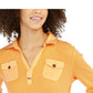 Tommy Hilfiger Women's Waffle Knit Long Sleeve Collared Blouse Top Yellow Size X-Large