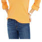 Tommy Hilfiger Women's Waffle Knit Long Sleeve Collared Blouse Top Yellow Size X-Large