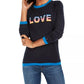 Tommy Hilfiger Women's Rainbow Love Ringer Sweater Blue Size X-Large