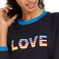 Tommy Hilfiger Women's Rainbow Love Ringer Sweater Blue Size X-Large