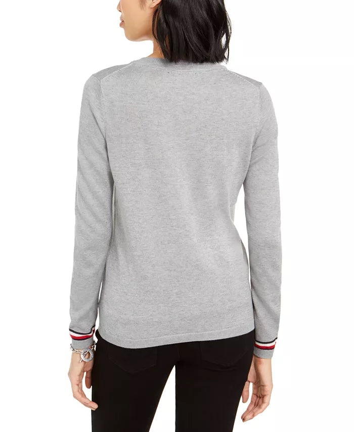 Tommy Hilfiger Women's Penguin Sweater Gray Size Extra Small