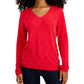 Tommy Hilfiger Women's Studded Argyle Cotton Sweater Red Size Large