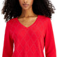 Tommy Hilfiger Women's Studded Argyle Cotton Sweater Red Size Large