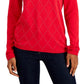 Tommy Hilfiger Women's Studded Argyle Cotton Sweater Red Size Large
