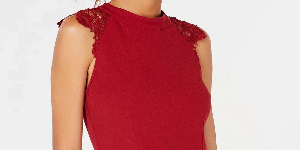Speechless Women's Sleeveless Jewel Neck Short Fit Flare Party Dress Red Size Large