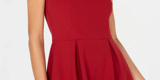 Speechless Women's Sleeveless Jewel Neck Short Fit Flare Party Dress Red Size Large