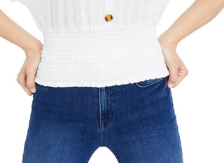 Crave Fame Junior's Button Front Smocked Top White Size X-Large