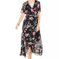 Jessica Howard Women's Floral-Print Faux-Wrap Maxi Dress Charcoal Size 16
