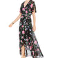 Jessica Howard Women's Floral-Print Faux-Wrap Maxi Dress Charcoal Size 16