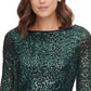 Jessica Howard Women's Sequined Ruched Sheath Dress Dark Red Size 16