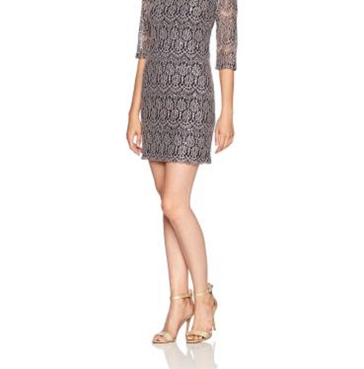 Jessica Howard Women's Petite Lace Shift Dress Charcoal Size 6P