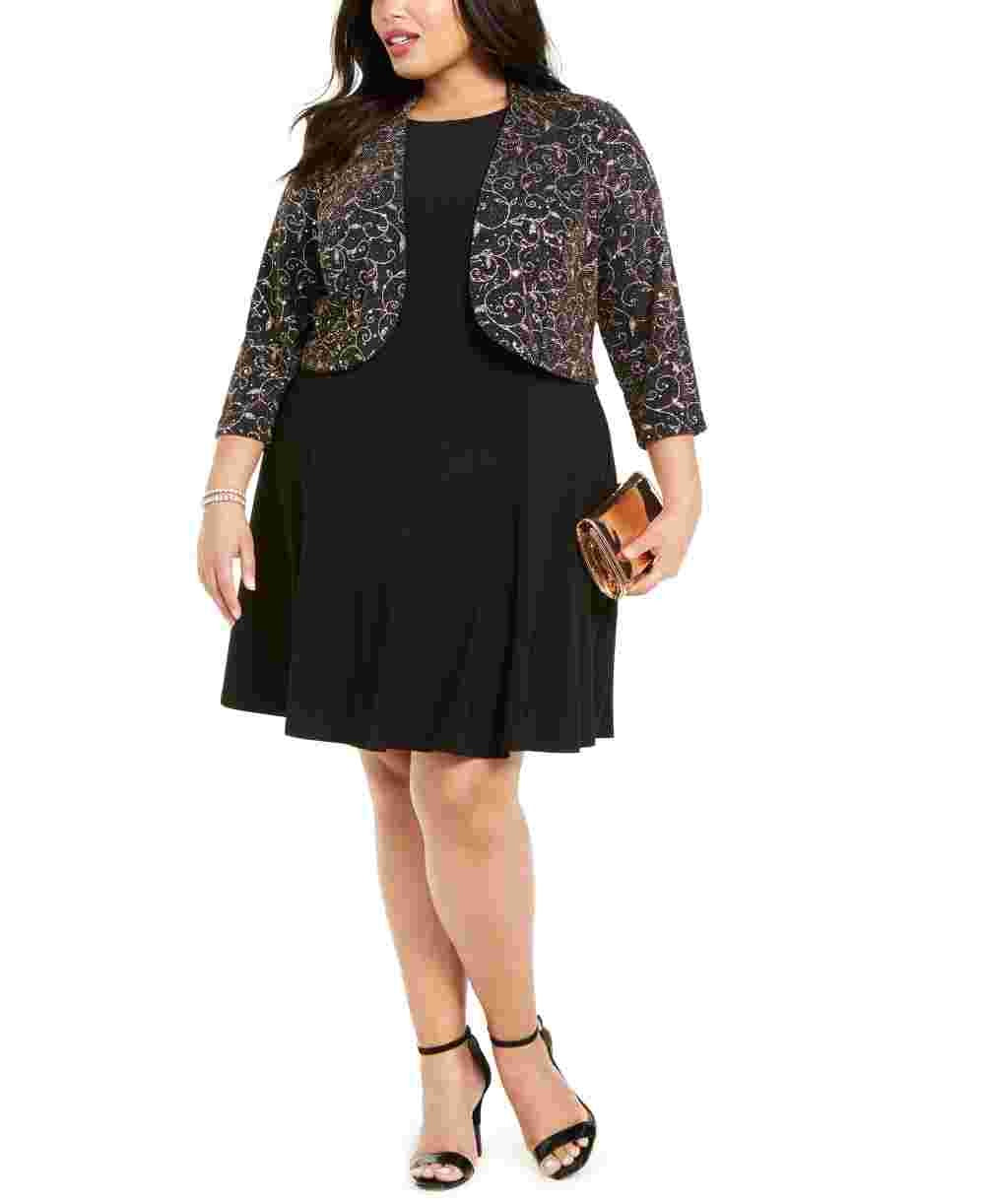 Jessica Howard Women's Embellished Glitter Bolero Evening Jacket Black Size Petite Small