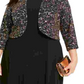 Jessica Howard Women's Embellished Glitter Bolero Evening Jacket Black Size Petite Small