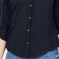 Crave Fame Junior's Roll Sleeve Button Front Shirt Navy Size X-Small