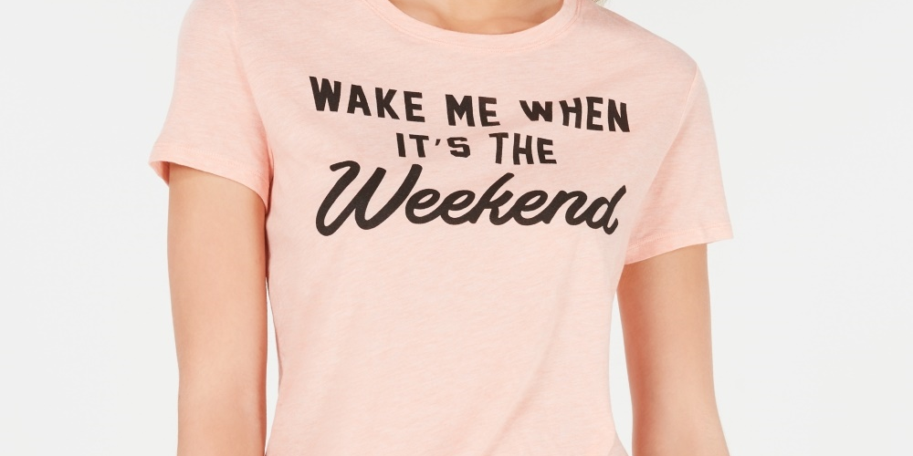 Hybrid Junior's Weekend Graphic T-Shirt Orange Size Small