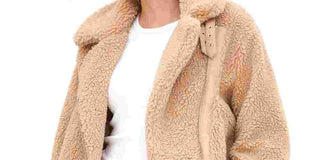 Levi's Women's All Over Sherpa Motorcycle Jacket Beige Size Large