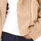Levi's Women's All Over Sherpa Motorcycle Jacket Beige Size Large