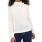 Planet Gold Women's Knitted Printed Long Sleeve Cowl Neck T-Shirt Sweater Beige Size X-Large