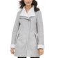 Calvin Klein Women's Faux-Shearling Coat Silver Size Medium