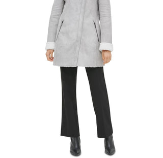 Calvin Klein Women's Faux-Shearling Coat Silver Size Medium
