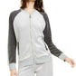 Calvin Klein Women's Colorblocked Velour Zip Up Jacket Grey Size Medium