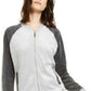 Calvin Klein Women's Colorblocked Velour Zip Up Jacket Grey Size Medium