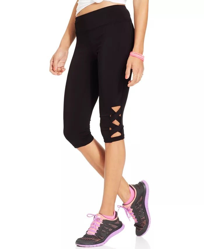 Material Girl Junior's Active Capri Leggings Black Size Large