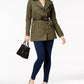 Michael Kors Women's Belted Trench Coat Green Size Large