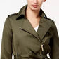 Michael Kors Women's Belted Trench Coat Green Size Large