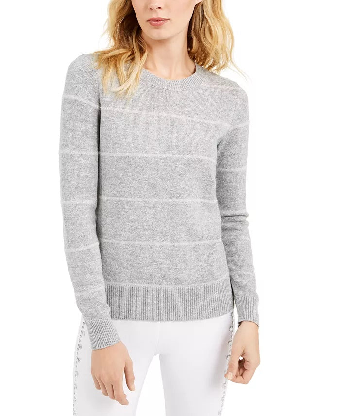 Michael Kors Women's Tinsel Striped Sweater Grey Size Large