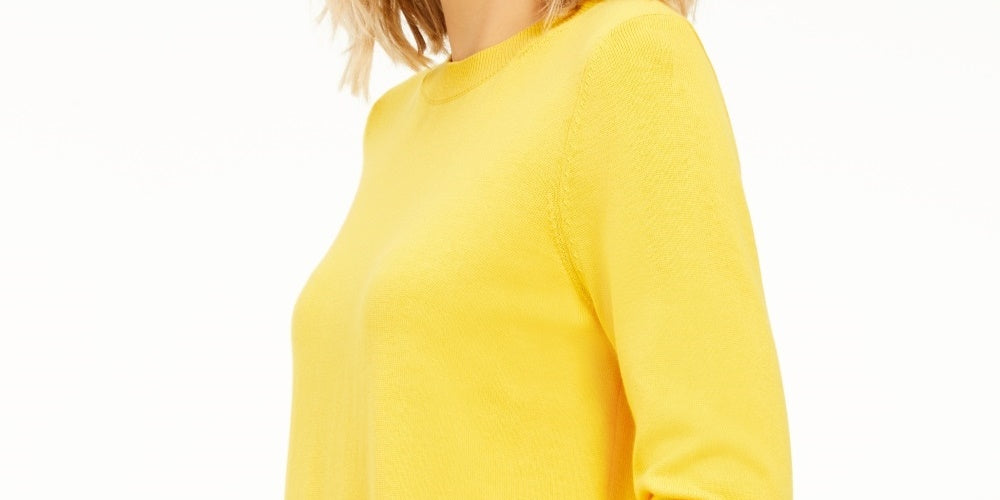 Michael Kors Women's Snap-Hem Sweater Yellow Size Medium