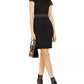 Michael Kors Women's Short Sleeve Jewel Neck Short Sheath Cocktail Dress Black Size Large