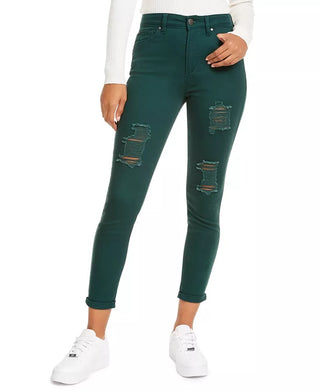 Tinseltown Juniors' Distressed Skinny Jeans Dark Green Size 3