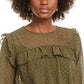 Love Fire Women's Solid Smocked Top Green Size X-Large