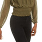 Love Fire Women's Solid Smocked Top Green Size X-Large
