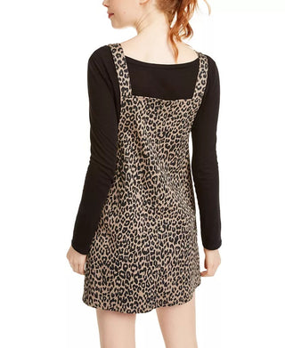 TINSELTOWN Juniors' Printed Button-Front Denim Skirtall Brown Size Large