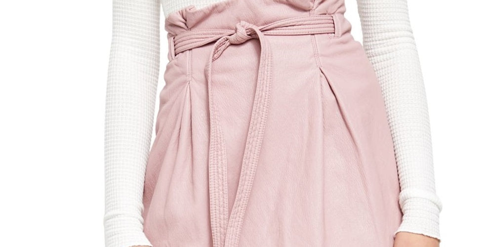 Free People Women's Pink Faux Leather Mini Paper Bag Skirt Purple Size 2