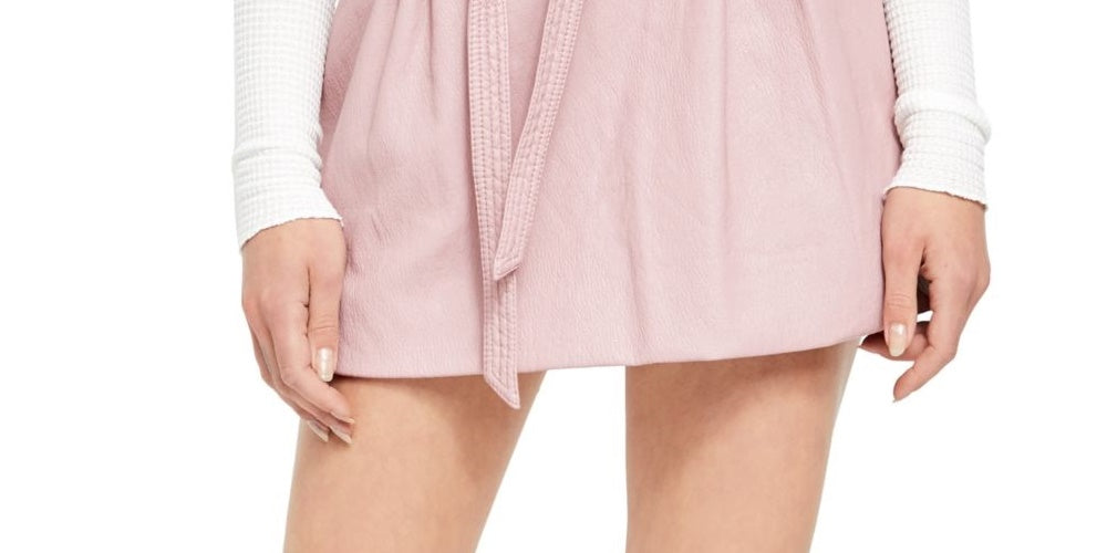 Free People Women's Pink Faux Leather Mini Paper Bag Skirt Purple Size 2