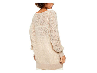 Free People Women's Say Hello Open Knit Sweater Taupe Size Medium