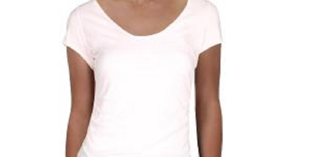 Free People Women's Ruched Heather Short Sleeve Crew Neck T-Shirt Top Pink Size Medium